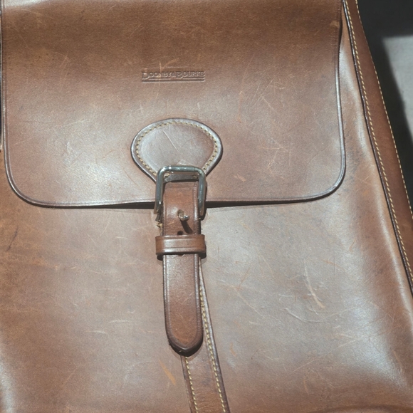 Dooney & Bourke Italy Made Leather Crossbody Bag Vintage Saddle Brown Satchel Pu - Picture 6 of 14